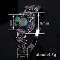 Black Metal Multicolor Center Flower Accent Finger Ring view 4