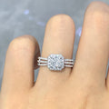 Silver Tone Cushion Halo Triple Band Clear Ring Sizes 6-10 view 2