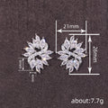 Silver Tone Marquise Leaf Cluster Stud Earrings Clear Stones view 4