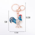 Rhinestone Rooster Metal Keychain Enamel Zodiac Bird Charm view 5