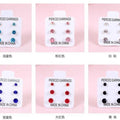 Six Color Three-Pair Graduated Round Stud Earring Cards view 1
