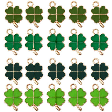 Colorful Four-Leaf Clover Metal Charms for Jewelry and Craft Projects