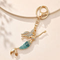 Gold Rhinestone Mermaid Keychain Metal Ocean Bag Charm view 8
