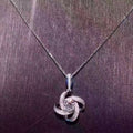 Silver Twisted Flower Clear CZ Pendant Necklace Chain view 2