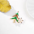 Green Gold Tone Christmas Tree Crystal Pearl Look Metal Brooch Pin view 4