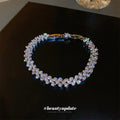 Silver Tone Clear Crystal Floral Link Tennis Bracelet view 2