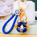 Jeweled Twin Fish Treasure Bowl Keychains with Four Color Options view 1