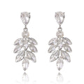 Aqua Green Leaf Tassel Crystal Five Designs Metal Dangle Earrings view 6