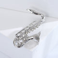Rhinestone Saxophone Brooch Metal Instrument Silver Gold Pin view 4