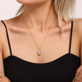 Large Rectangle Zircon Pendant Necklaces Gold Steel Red White view 2