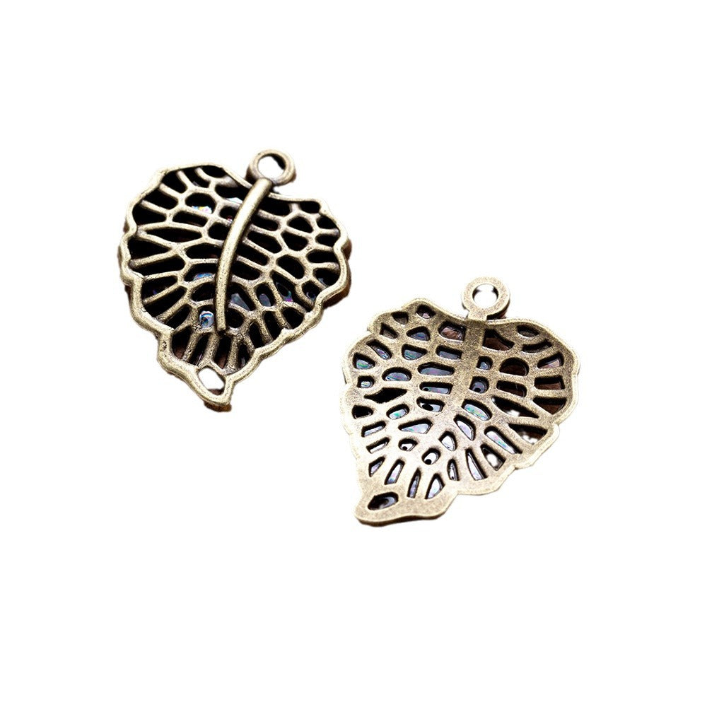 Vintage Hollow Leaf Charm Pendant 23x18mm for Earrings and Necklaces