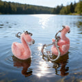 Pink Flocked Flamingo Keychain Heart Lobster Clasp view 2