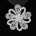 Openwork Crystal Flower Brooch Pin in Gold or Silver Tone view 2
