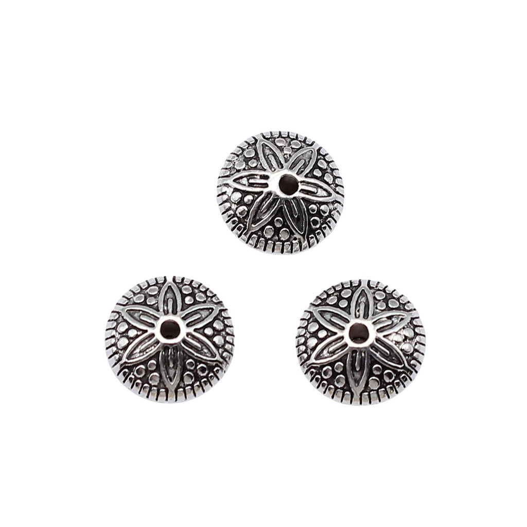 12x12mm 2.3g Antique Silver Zinc Alloy Carved Pattern Small Hole Spacer Beads for DIY Jewelry