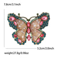 Large Rhinestone Butterfly Brooch Antique Gold Crystal Wings view 6