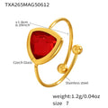 Open Gold Ring With Triangle Faceted Czech Glass Stone view 6
