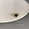 Gold-Tone Open Adjustable Heart Bow CZ Fashion Rings Set view 6
