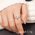 Silver Tone Bow Ring With Clear Floral Stone Center view 4