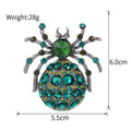 Aqua Silver Tone Spider Crystal Metal Brooch Pin for Jackets and Lapels view 2