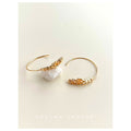 Gold Tone Sculpted Wheat Ear Curved Hook Earrings For Women view 2