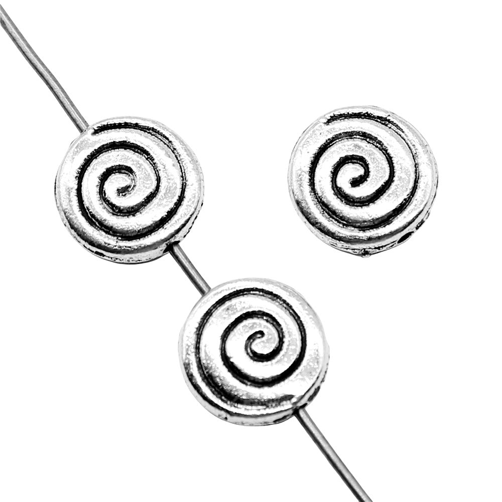 10mm 1g Antique Silver Zinc Alloy Round Large Hole Loose Metal Beads for Bracelet Making