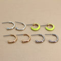 Mixed Finish Small C Shaped Hoop Stud Earrings Four Pair Set view 6