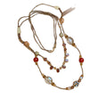 Red And Brown Beaded Layered Cord Necklace Jewelry Design view 5