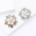 Pearl Flower Brooch with Clear or Multicolor Crystal Sprays view 2