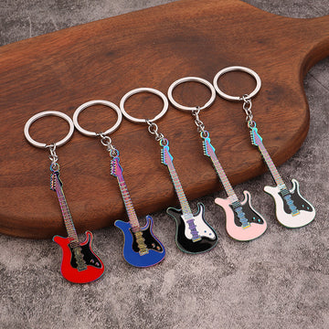 Colorful Metal Electric Guitar Keychain in Five Color Styles