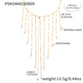 Stainless Steel Fringe Tassel Necklace Pearl Shell Bead Styles view 11