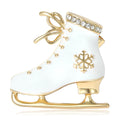 Enamel Ice Skate Brooch With Snowflake in Red or White view 1