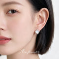 Silver Lace Frame Square Mother of Pearl Stud Earrings view 2