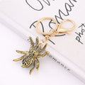 Rhinestone Spider Keychain Antique Gold Metal Insect Charm view 4