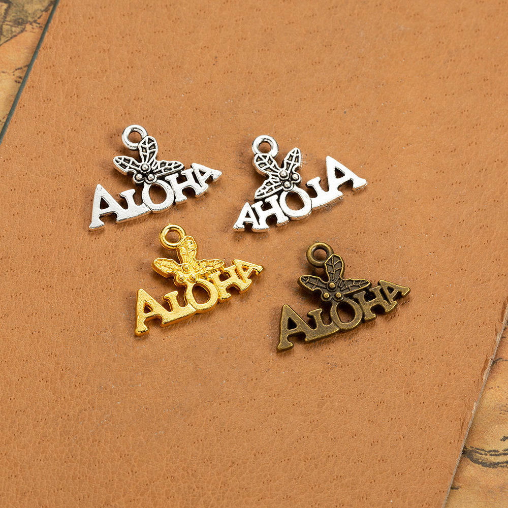 Aloha Letter Alloy Charm Pendant 21x14mm