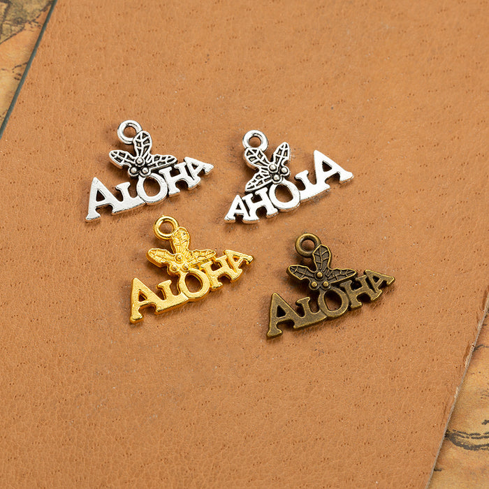 Aloha Letter Alloy Charm Pendant 21x14mm