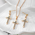 Gold Black Enamel Cross Necklace Earring Sets 6 Styles view 11