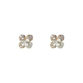Gold-Tone White Enamel Flower Stud Earrings With Zircon view 5