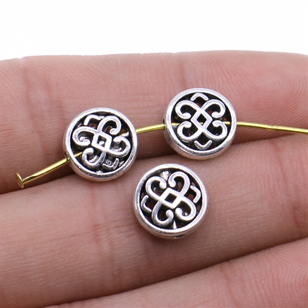 10x10mm 1.3g Multicolor Zinc Alloy Carved Round Loose Metal Beads for Bracelet Necklace DIY Jewelry Making