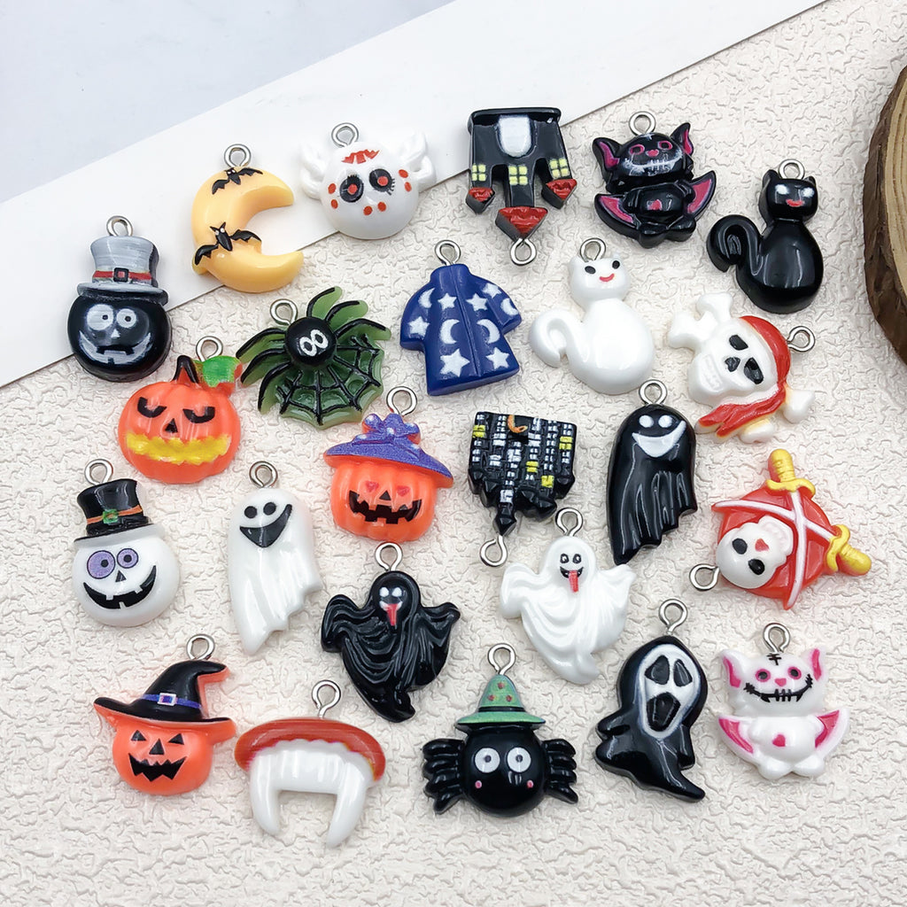 Resin Halloween Pumpkin Skull Ghost charm pendant for DIY bracelet necklace keychain