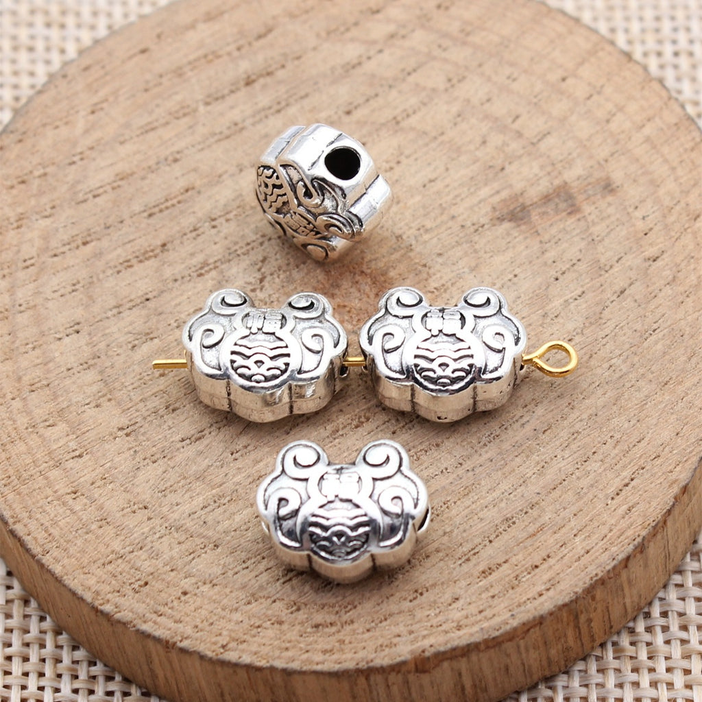 13x10x6.9mm 3g Multicolor Zinc Alloy Longevity Lock Through Hole Beads for Chinese Style Jewelry Making