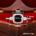 White Gold Black Cushion Halo CZ Statement Ring Sizes 5-10 view 4