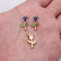 Enamel Rose Stem Charms in Four Colors with Gold Tone Edges view 7