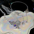 Silver Tone Pearl Wing Statement Necklace in Two Designs view 4
