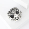 Rhinestone Skull Brooch In 2 Styles With Polished Metal And Decorative Details view 4