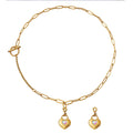 Gold Steel Heart Padlock OT Mixed Chain Necklace 45cm view 5