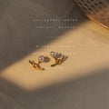 Gold Rope Knot White Pearl Horizontal Bar Stud Earrings view 4