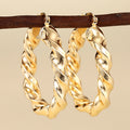 Gold Tone Textured Twist Hoop Earrings Seven Styles view 11