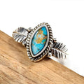 Antique Silver Marquise Turquoise Leaf Side Finger Ring view 2