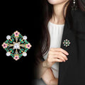 Flower Openwork Enamel Pearl Look Metal Brooch Pin view 4