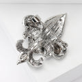 Crystal Fleur De Lis Brooch in Silver and Antique Gold view 3